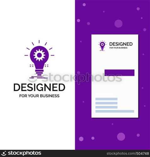 Business Logo for Bulb, develop, idea, innovation, light. Vertical Purple Business / Visiting Card template. Creative background vector illustration. Vector EPS10 Abstract Template background