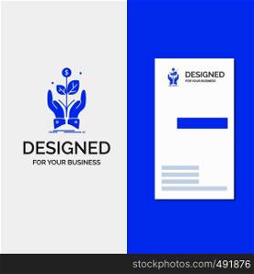 Business Logo for business, company, growth, plant, rise. Vertical Blue Business / Visiting Card template.. Vector EPS10 Abstract Template background