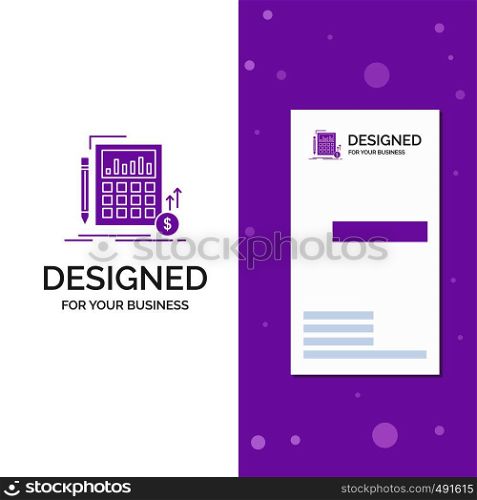Business Logo for Calculation, data, financial, investment, market. Vertical Purple Business / Visiting Card template. Creative background vector illustration. Vector EPS10 Abstract Template background