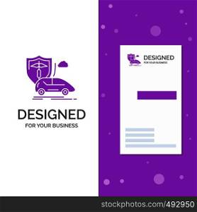Business Logo for car, hand, insurance, transport, safety. Vertical Purple Business / Visiting Card template. Creative background vector illustration. Vector EPS10 Abstract Template background