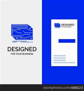 Business Logo for card, component, custom, electronic, memory. Vertical Blue Business / Visiting Card template.. Vector EPS10 Abstract Template background