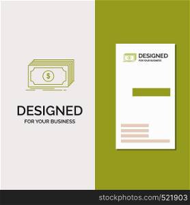 Business Logo for Cash, dollar, finance, funds, money. Vertical Green Business / Visiting Card template. Creative background vector illustration. Vector EPS10 Abstract Template background