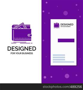 Business Logo for Cash, finance, money, personal, purse. Vertical Purple Business / Visiting Card template. Creative background vector illustration. Vector EPS10 Abstract Template background
