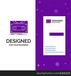 Business Logo for Cassette, demo, record, tape, record. Vertical Purple Business / Visiting Card template. Creative background vector illustration. Vector EPS10 Abstract Template background