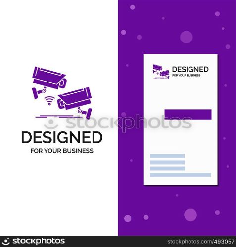 Business Logo for CCTV, Camera, Security, Surveillance, Technology. Vertical Purple Business / Visiting Card template. Creative background vector illustration. Vector EPS10 Abstract Template background