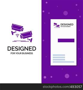 Business Logo for CCTV, Camera, Security, Surveillance, Technology. Vertical Purple Business / Visiting Card template. Creative background vector illustration. Vector EPS10 Abstract Template background