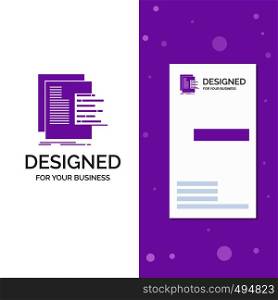 Business Logo for chart, data, graph, reports, valuation. Vertical Purple Business / Visiting Card template. Creative background vector illustration. Vector EPS10 Abstract Template background