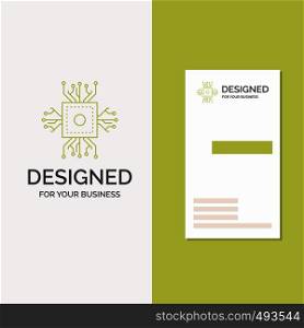 Business Logo for Chip, cpu, microchip, processor, technology. Vertical Green Business / Visiting Card template. Creative background vector illustration. Vector EPS10 Abstract Template background