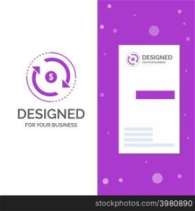 Business Logo for Circulation, finance, flow, market, money. Vertical Purple Business / Visiting Card template. Creative background vector illustration