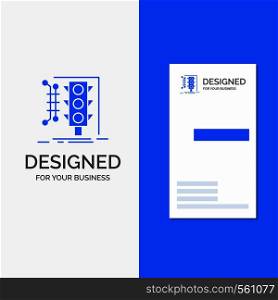Business Logo for City, management, monitoring, smart, traffic. Vertical Blue Business / Visiting Card template.. Vector EPS10 Abstract Template background