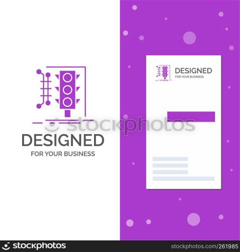 Business Logo for City, management, monitoring, smart, traffic. Vertical Purple Business / Visiting Card template. Creative background vector illustration