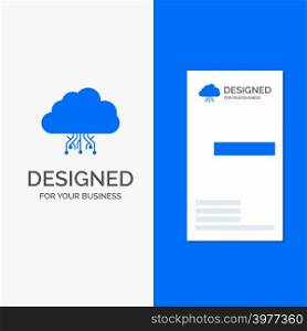 Business Logo for cloud, computing, data, hosting, network. Vertical Blue Business / Visiting Card template.