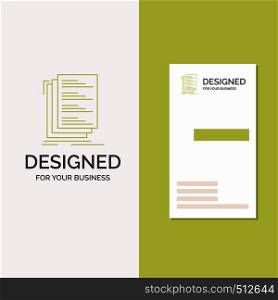 Business Logo for Code, coding, compile, files, list. Vertical Green Business / Visiting Card template. Creative background vector illustration. Vector EPS10 Abstract Template background