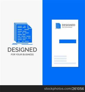 Business Logo for Code, coding, doc, programming, script. Vertical Blue Business / Visiting Card template.