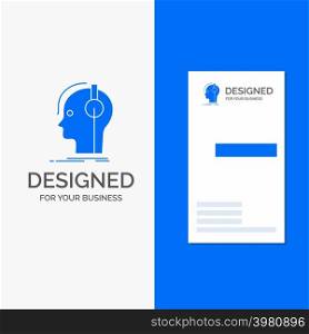 Business Logo for composer, headphones, musician, producer, sound. Vertical Blue Business / Visiting Card template.