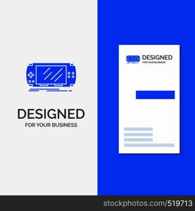 Business Logo for Console, device, game, gaming, psp. Vertical Blue Business / Visiting Card template.. Vector EPS10 Abstract Template background