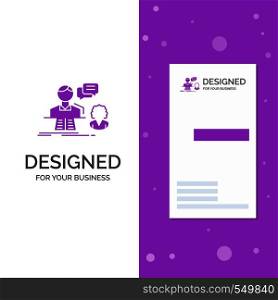 Business Logo for consultation, chat, answer, contact, support. Vertical Purple Business / Visiting Card template. Creative background vector illustration. Vector EPS10 Abstract Template background