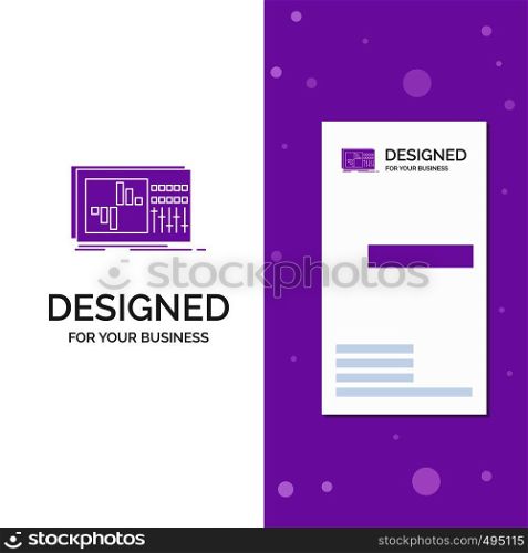 Business Logo for control, equalizer, equalization, sound, studio. Vertical Purple Business / Visiting Card template. Creative background vector illustration. Vector EPS10 Abstract Template background