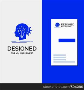 Business Logo for creative, creativity, head, idea, thinking. Vertical Blue Business / Visiting Card template.. Vector EPS10 Abstract Template background