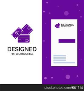 Business Logo for credit card, money, currency, dollar, wallet. Vertical Purple Business / Visiting Card template. Creative background vector illustration. Vector EPS10 Abstract Template background