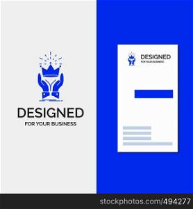 Business Logo for Crown, honor, king, market, royal. Vertical Blue Business / Visiting Card template.. Vector EPS10 Abstract Template background