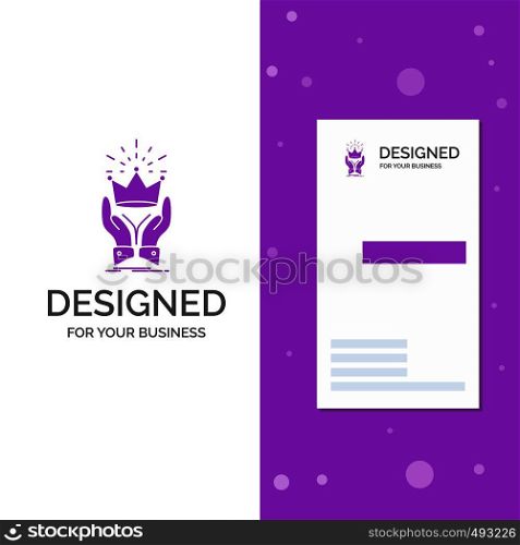 Business Logo for Crown, honor, king, market, royal. Vertical Purple Business / Visiting Card template. Creative background vector illustration. Vector EPS10 Abstract Template background