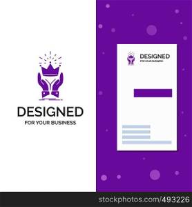 Business Logo for Crown, honor, king, market, royal. Vertical Purple Business / Visiting Card template. Creative background vector illustration. Vector EPS10 Abstract Template background
