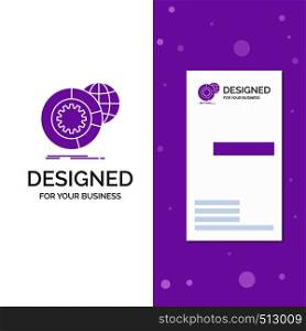 Business Logo for data, big data, analysis, globe, services. Vertical Purple Business / Visiting Card template. Creative background vector illustration. Vector EPS10 Abstract Template background