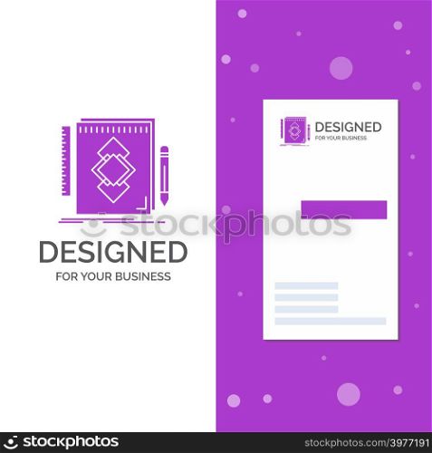 Business Logo for design, Tool, identity, draw, development. Vertical Purple Business / Visiting Card template. Creative background vector illustration