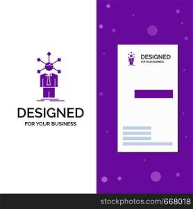 Business Logo for development, human, network, personality, self. Vertical Purple Business / Visiting Card template. Creative background vector illustration. Vector EPS10 Abstract Template background