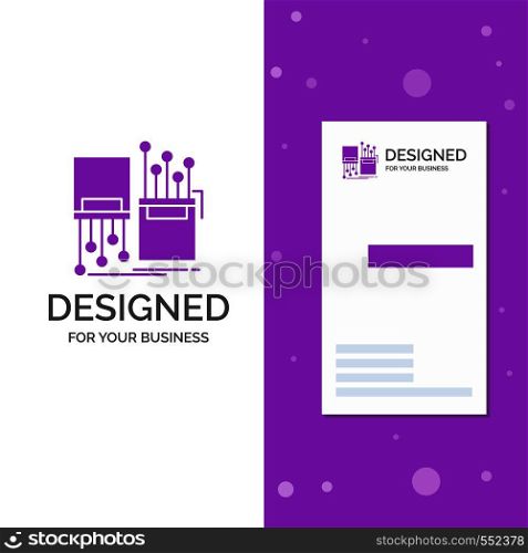Business Logo for digital, fiber, electronic, lane, cable. Vertical Purple Business / Visiting Card template. Creative background vector illustration. Vector EPS10 Abstract Template background