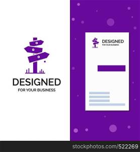 Business Logo for Direction, Board, Camping, Sign, label. Vertical Purple Business / Visiting Card template. Creative background vector illustration. Vector EPS10 Abstract Template background