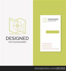 Business Logo for Direction, explore, map, navigate, navigation. Vertical Green Business / Visiting Card template. Creative background vector illustration