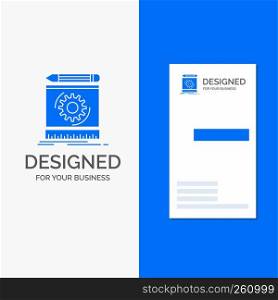 Business Logo for Draft, engineering, process, prototype, prototyping. Vertical Blue Business / Visiting Card template.