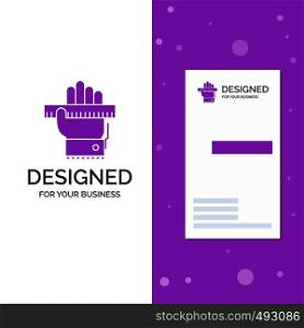 Business Logo for Education, hand, learn, learning, ruler. Vertical Purple Business / Visiting Card template. Creative background vector illustration. Vector EPS10 Abstract Template background