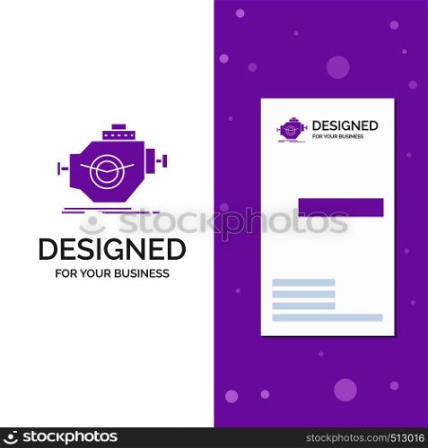 Business Logo for Engine, industry, machine, motor, performance. Vertical Purple Business / Visiting Card template. Creative background vector illustration. Vector EPS10 Abstract Template background