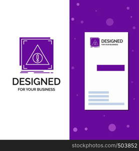 Business Logo for Error, Application, Denied, server, alert. Vertical Purple Business / Visiting Card template. Creative background vector illustration. Vector EPS10 Abstract Template background