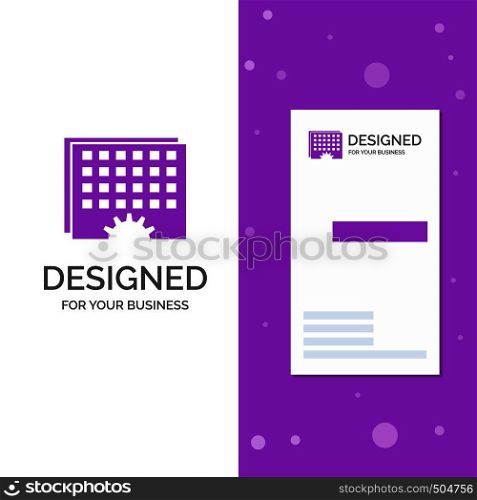 Business Logo for Event, management, processing, schedule, timing. Vertical Purple Business / Visiting Card template. Creative background vector illustration. Vector EPS10 Abstract Template background