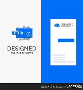 Business Logo for Finance, flow, marketing, money, payments. Vertical Blue Business / Visiting Card template.