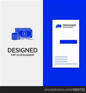 Business Logo for Finance, investment, payment, Money, dollar. Vertical Blue Business / Visiting Card template.. Vector EPS10 Abstract Template background