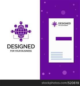 Business Logo for Function, instruction, logic, operation, meeting. Vertical Purple Business / Visiting Card template. Creative background vector illustration. Vector EPS10 Abstract Template background