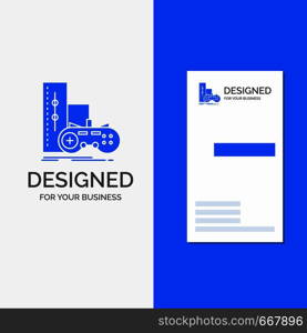 Business Logo for game, gamepad, joystick, play, playstation. Vertical Blue Business / Visiting Card template.. Vector EPS10 Abstract Template background