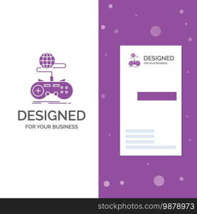 Business Logo for Game, gaming, internet, multiplayer, online. Vertical Purple Business / Visiting Card template. Creative background vector illustration. Vector EPS10 Abstract Template background
