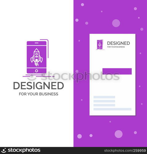 Business Logo for game, gaming, start, mobile, phone. Vertical Purple Business / Visiting Card template. Creative background vector illustration