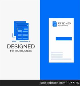 Business Logo for Gazette, media, news, newsletter, newspaper. Vertical Blue Business / Visiting Card template.
