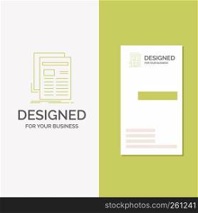 Business Logo for Gazette, media, news, newsletter, newspaper. Vertical Green Business / Visiting Card template. Creative background vector illustration
