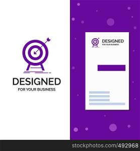 Business Logo for goal, hit, market, success, target. Vertical Purple Business / Visiting Card template. Creative background vector illustration. Vector EPS10 Abstract Template background