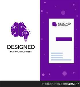 Business Logo for idea, business, brain, mind, bulb. Vertical Purple Business / Visiting Card template. Creative background vector illustration. Vector EPS10 Abstract Template background