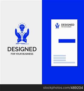 Business Logo for idea, ideas, creative, share, hands. Vertical Blue Business / Visiting Card template.. Vector EPS10 Abstract Template background