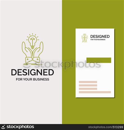 Business Logo for idea, ideas, creative, share, hands. Vertical Green Business / Visiting Card template. Creative background vector illustration. Vector EPS10 Abstract Template background